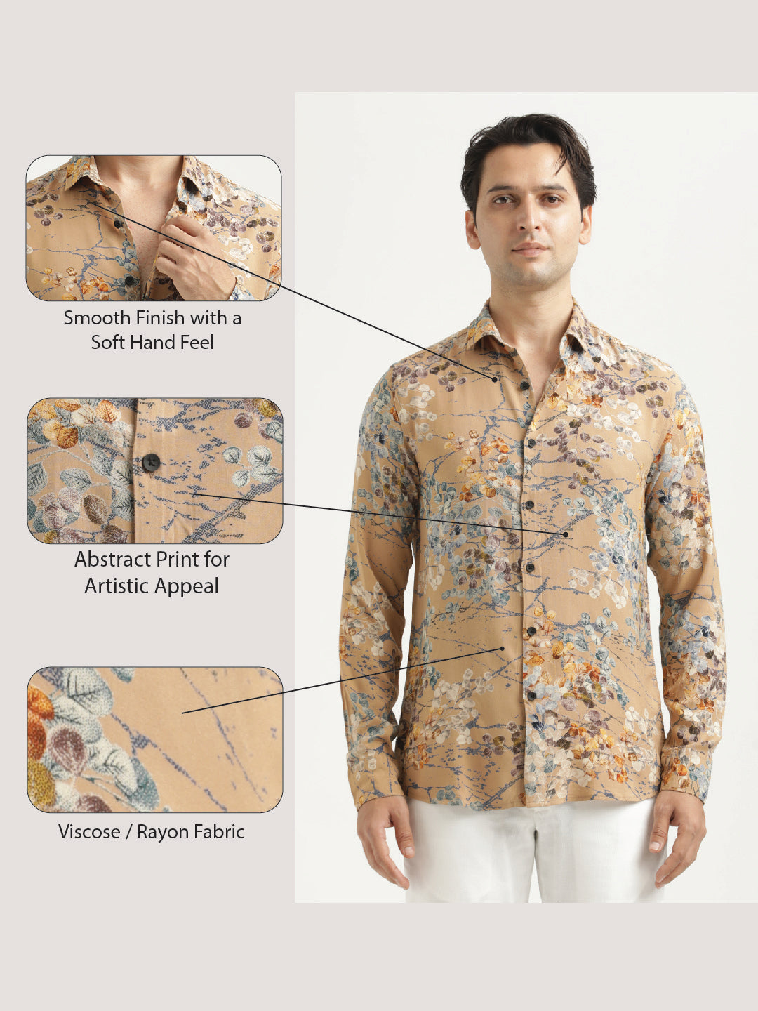 Printed Viscose Shirt Cream