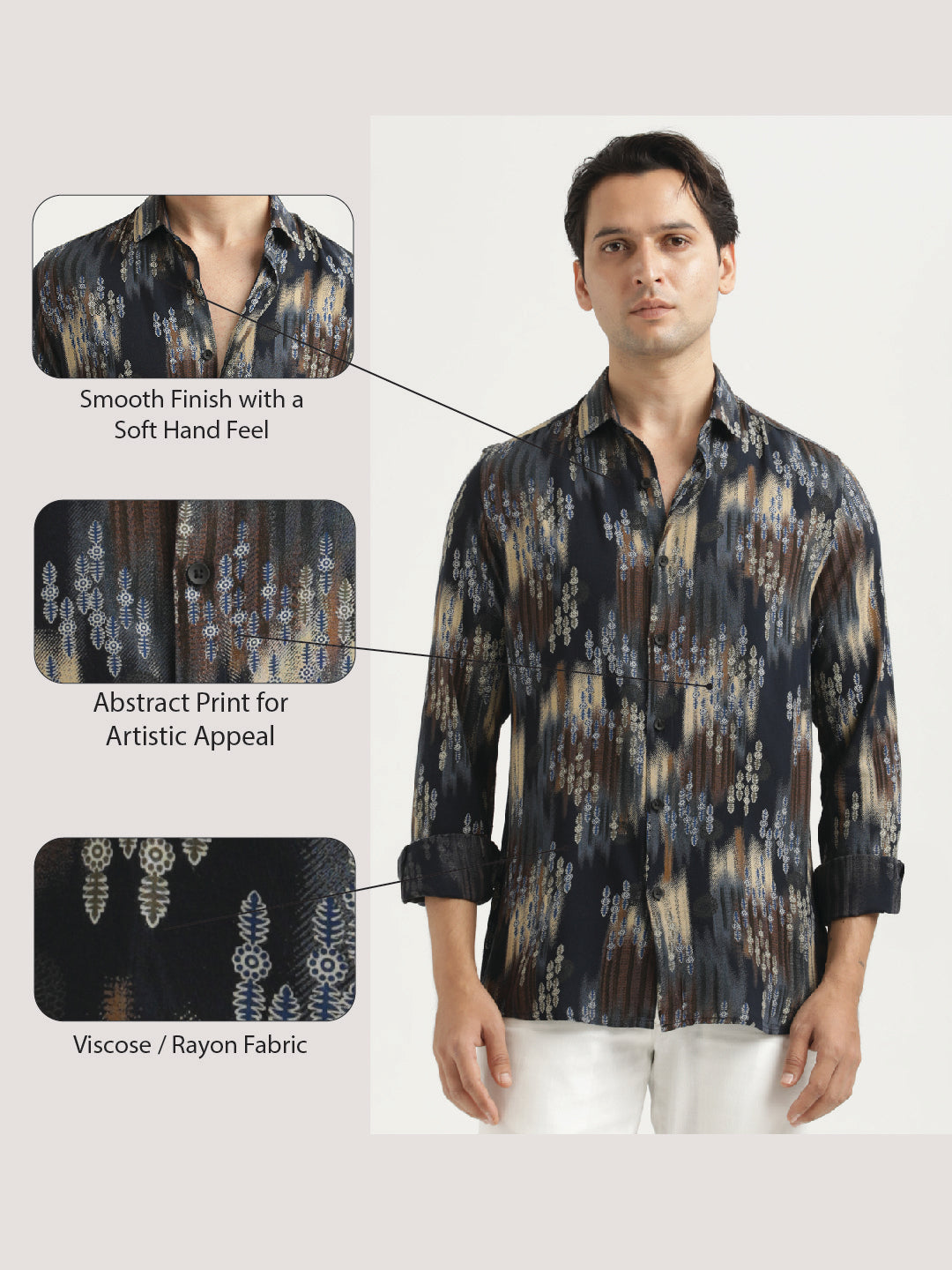 Printed Viscose Shirt Black