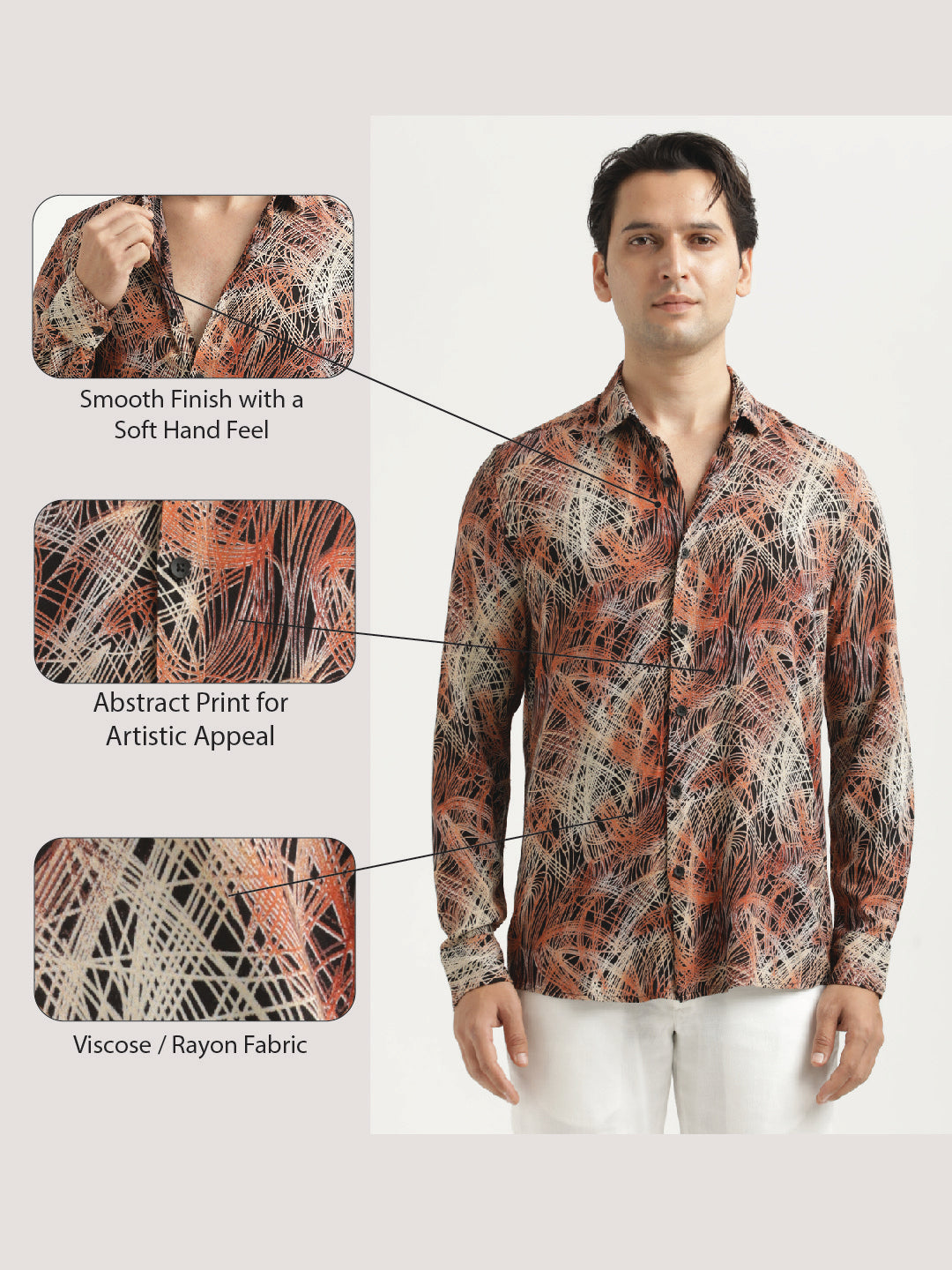 Printed Viscose Shirt Orange