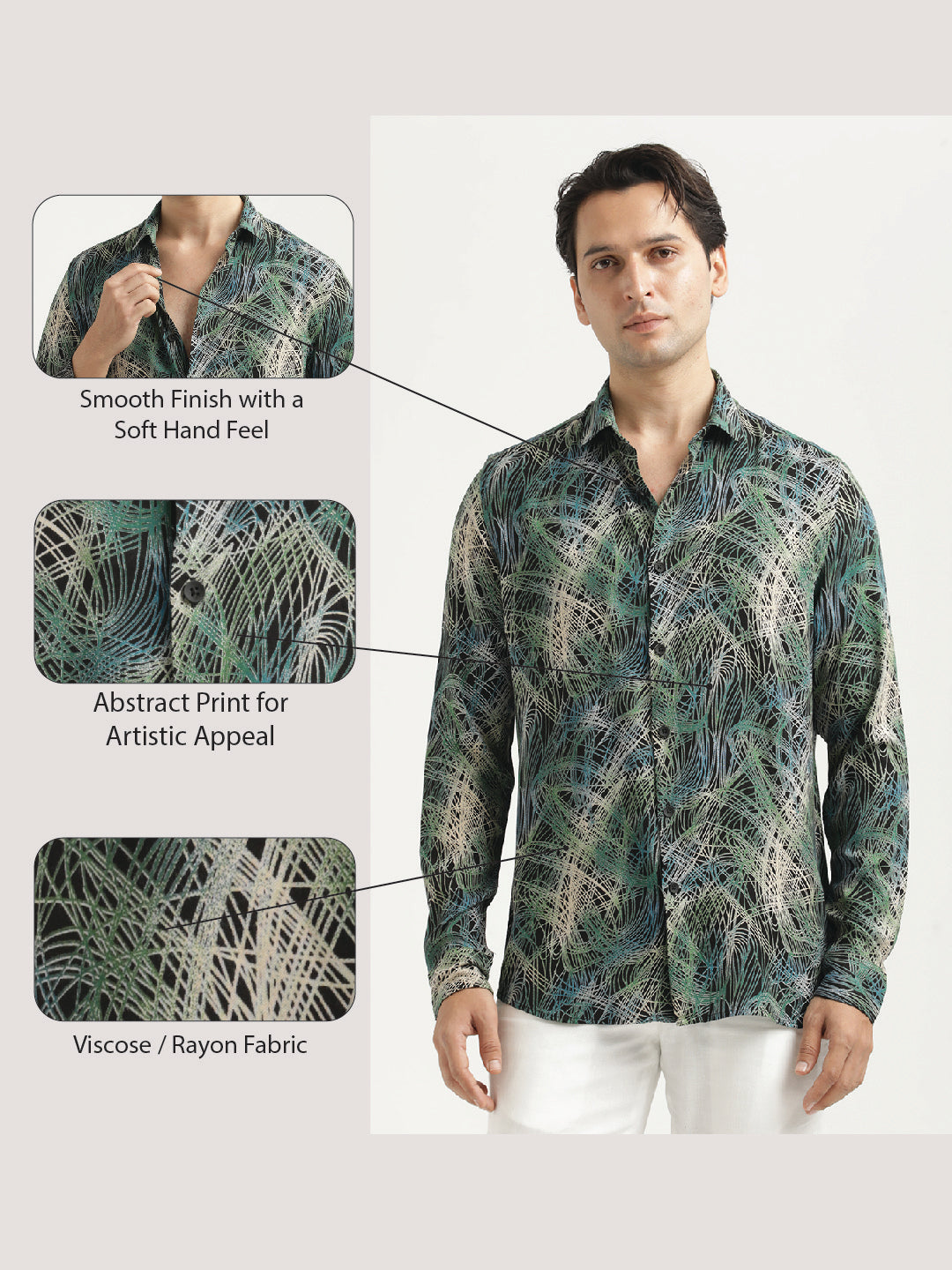 Printed Viscose Shirt Green