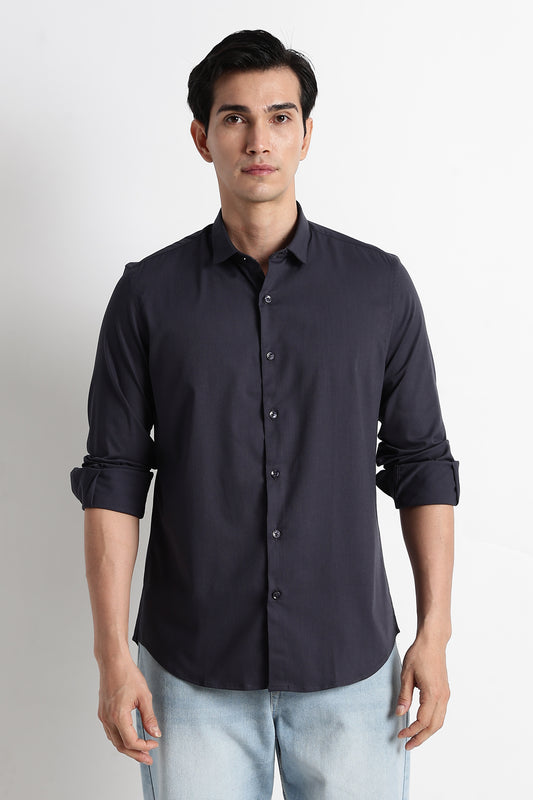 The Modern Essential Poly-Lycra Shirt Dk Grey