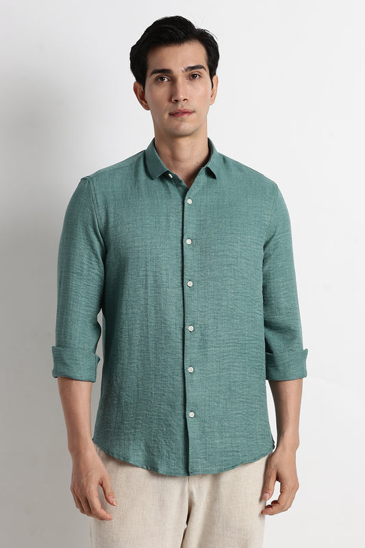 The Minimalist Linen Look Shirt Green