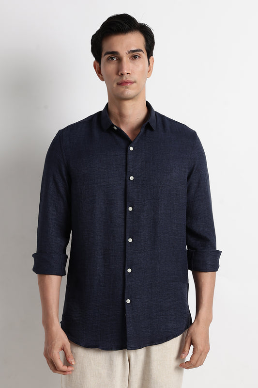 The Minimalist Linen Look Shirt Navy