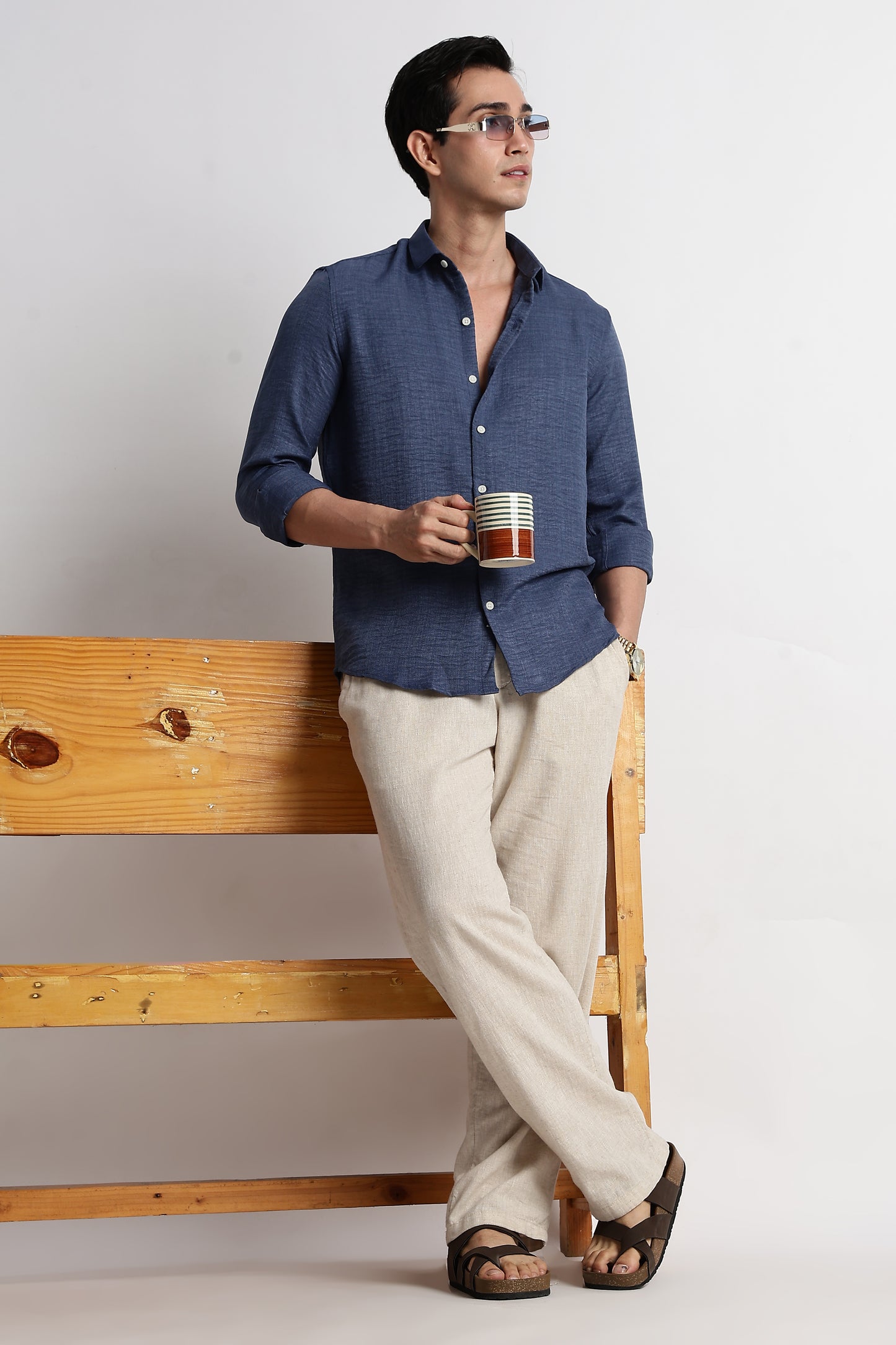 The Minimalist Linen-Blend Shirt Blue