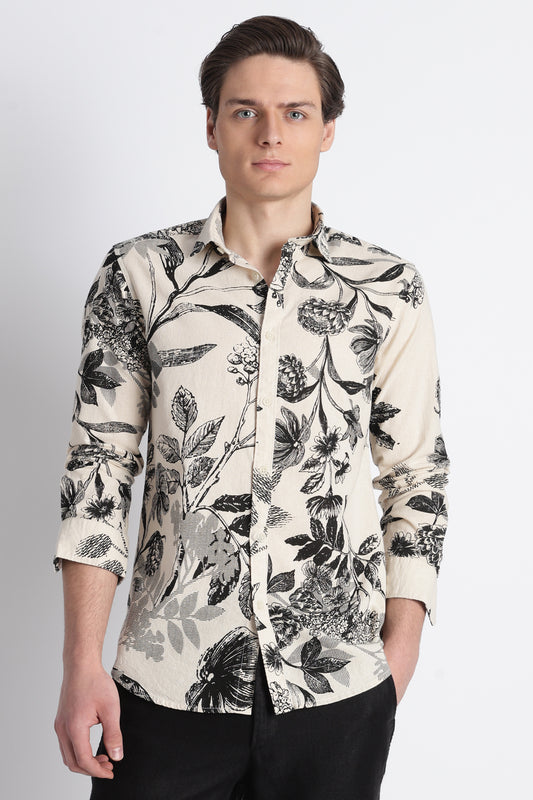 Abstract Block Print Casual Shirt Black