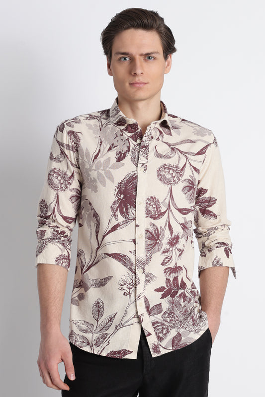 Abstract Block Print Casual Shirt Purple