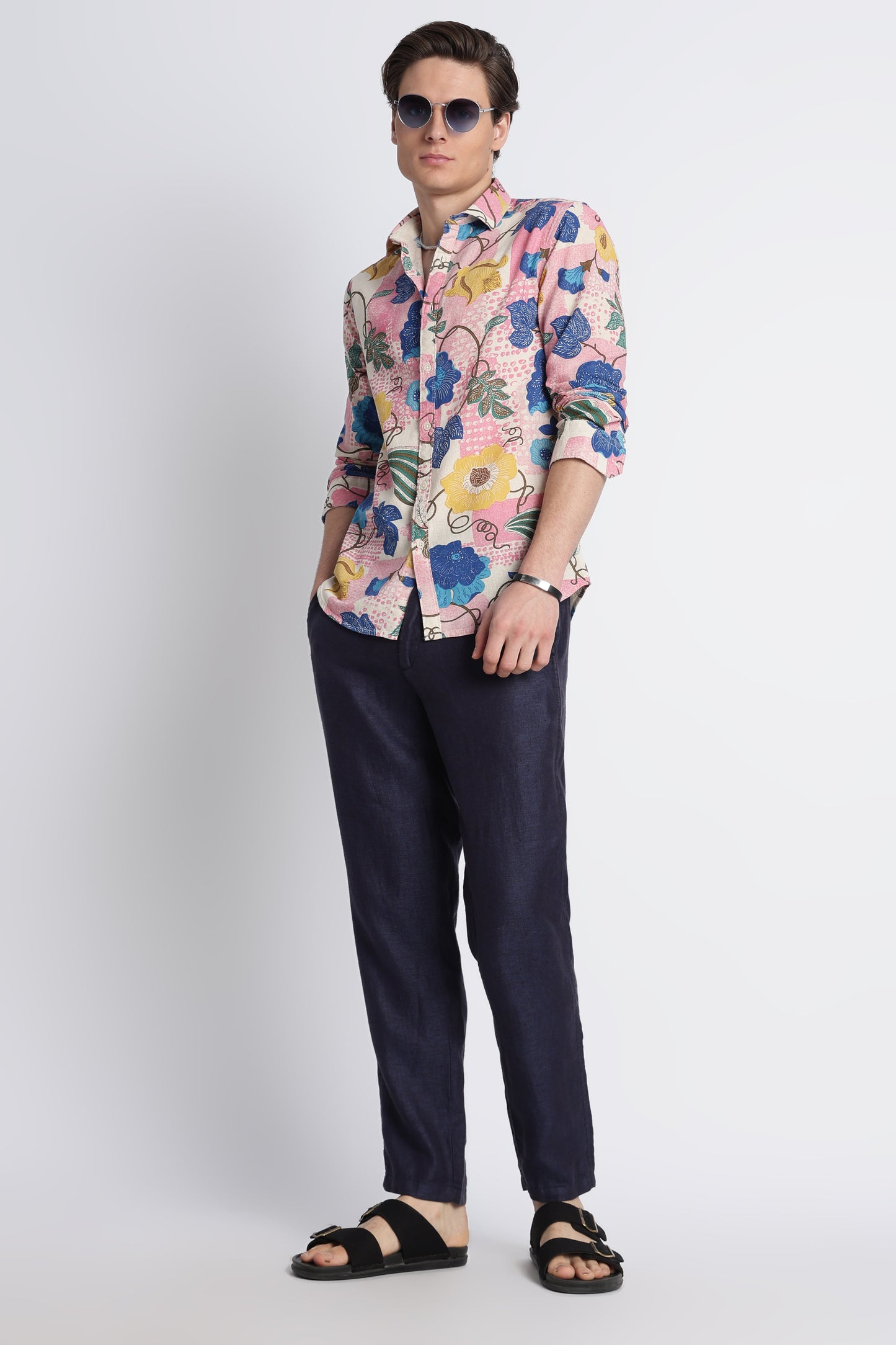 Abstract Block Print Casual Shirt Royal Blue