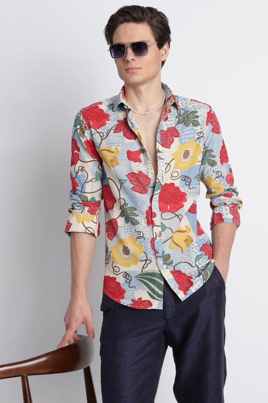 Abstract Block Print Casual Shirt Multi