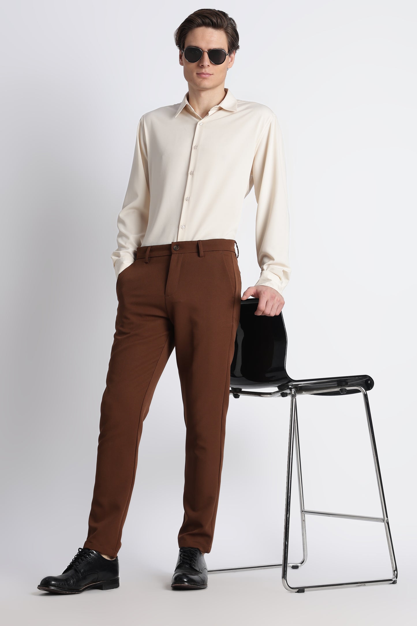 Modern Casual Trousers Brown
