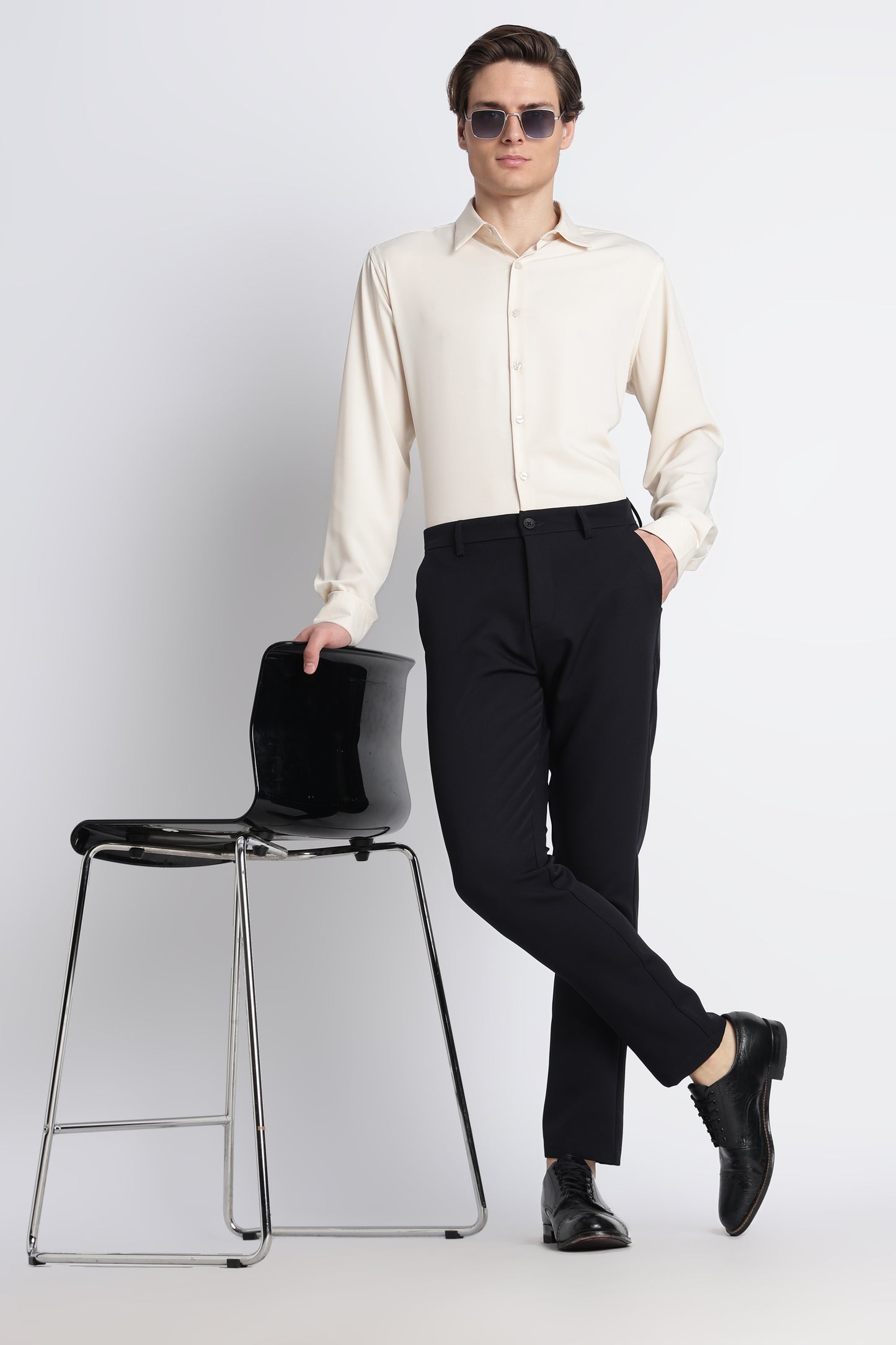 Modern Casual Trousers Navy