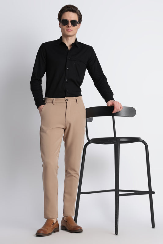 Modern Casual Trousers Beige