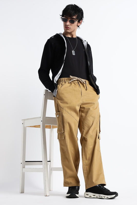 Brown Drawstring Cargo Trousers