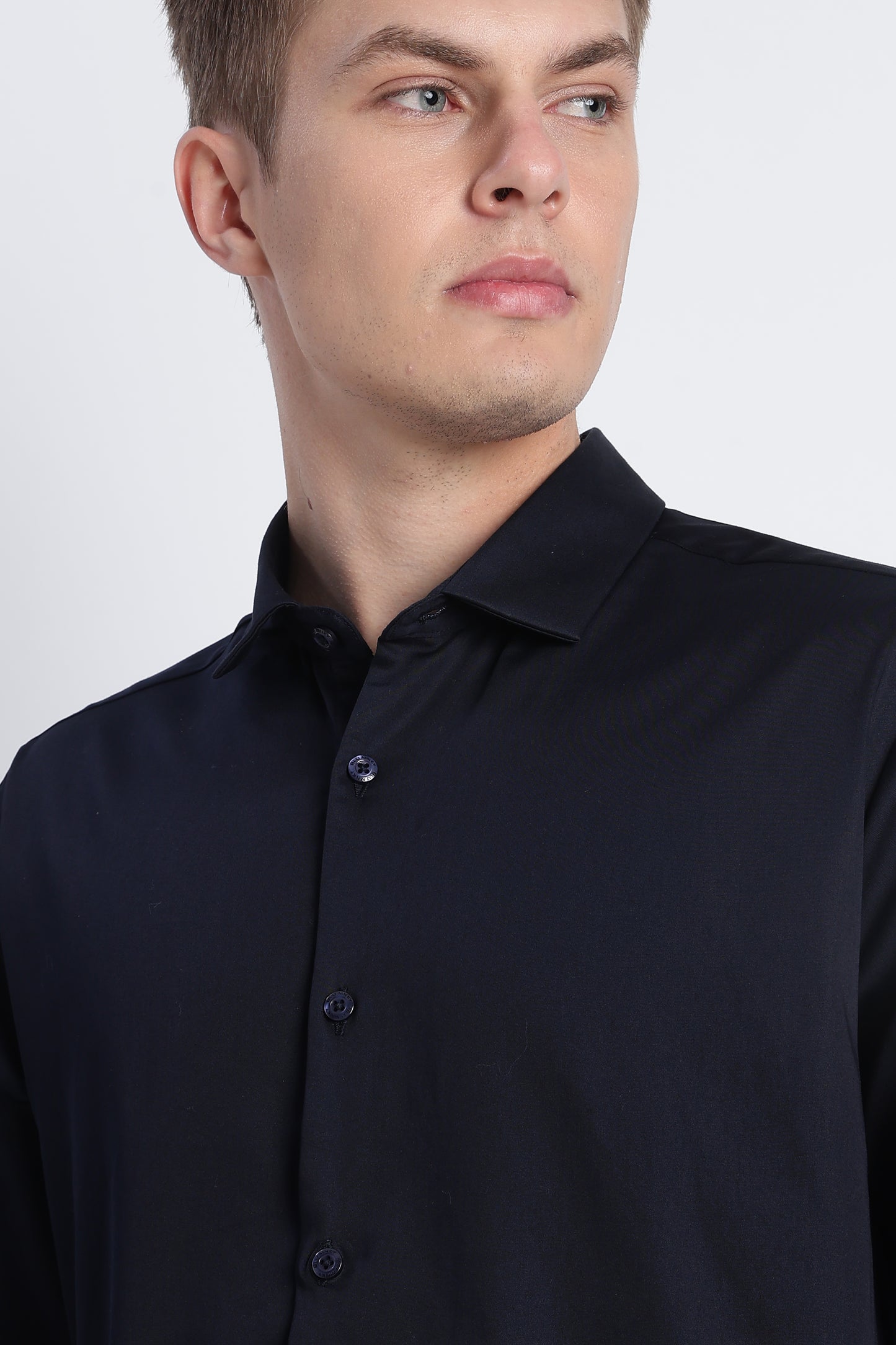 Refined Satin Finish Slim Fit Shirt Dk Navy