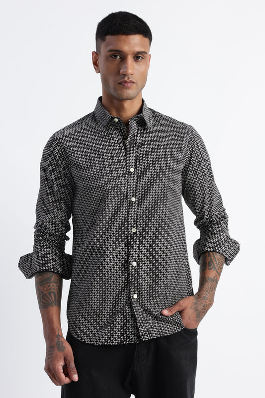 Micro-Print Shirt Black