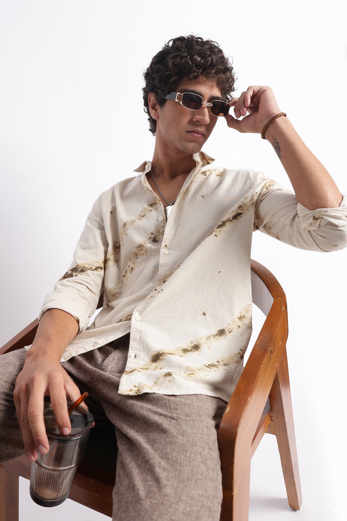 Modern Day Print Shirt Khaki