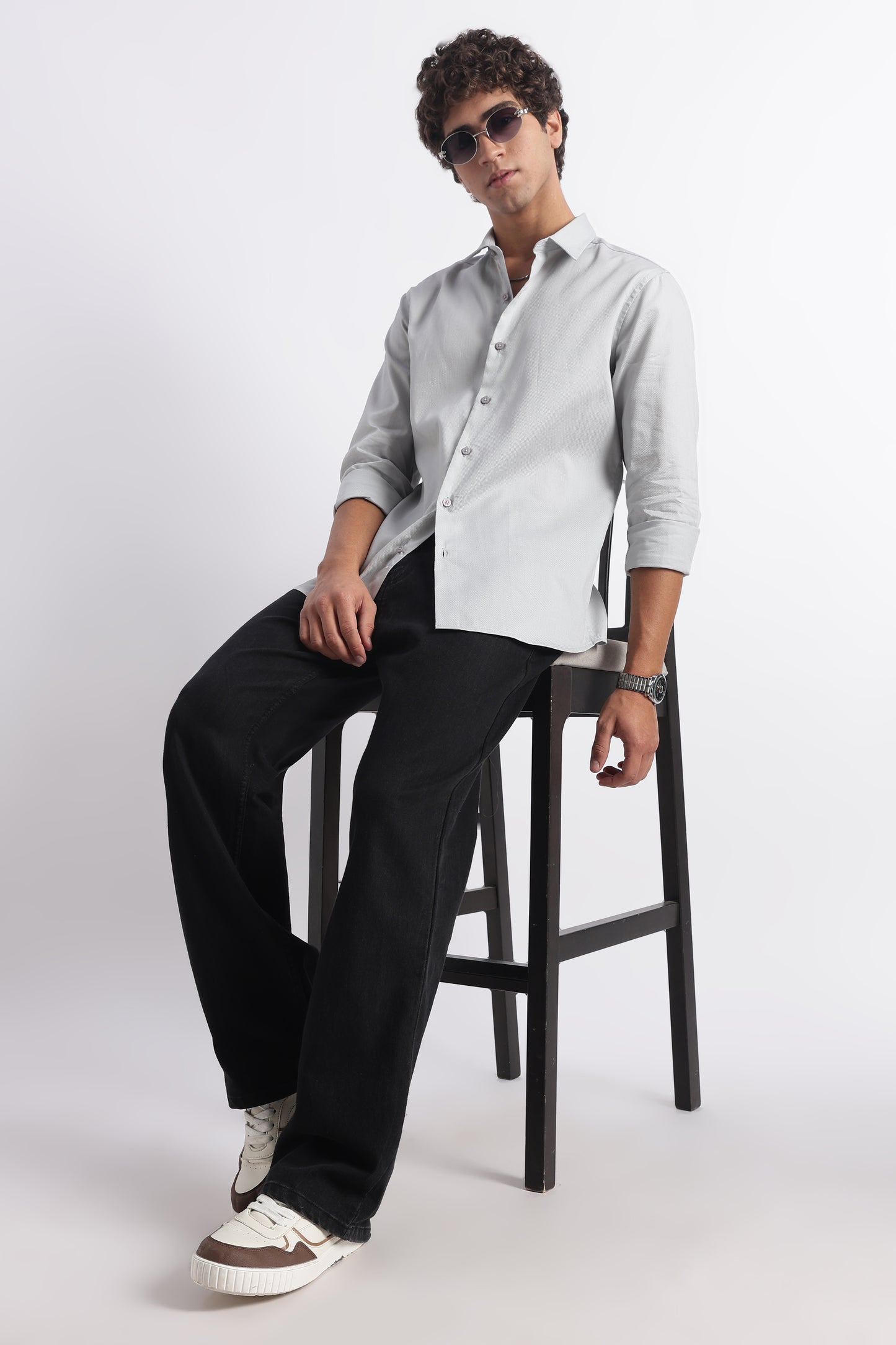 Classic Dobby Solid Shirt Grey