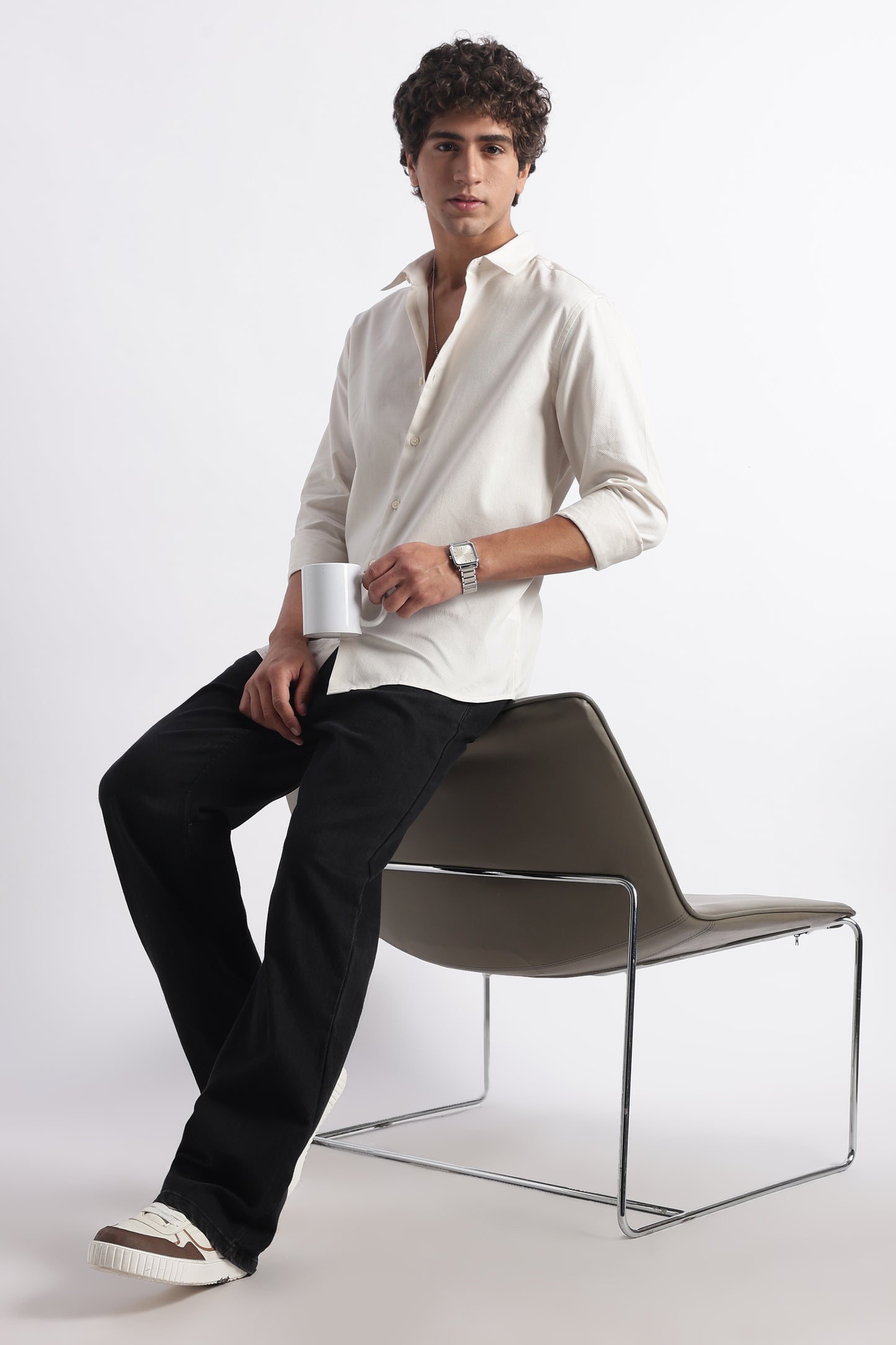 Classic Dobby Solid Shirt Off White