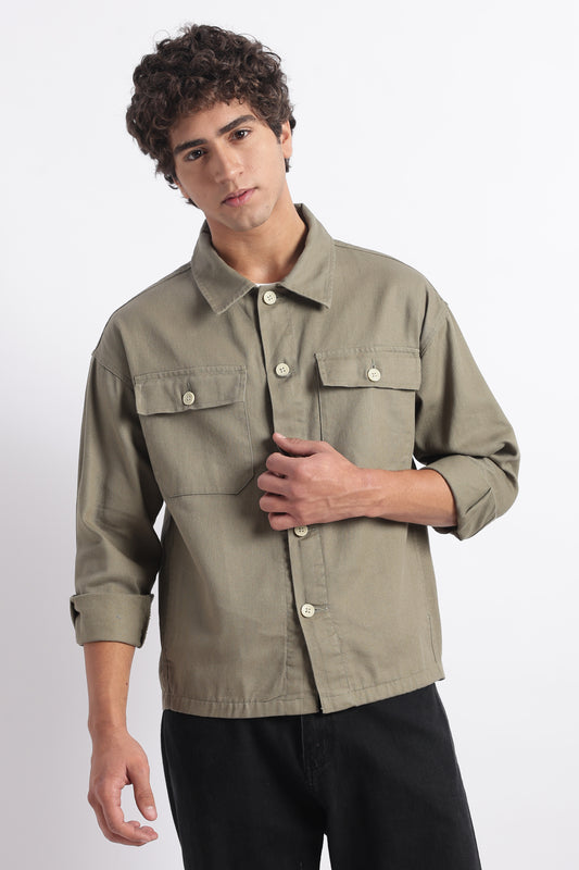 Everyday Layering Shacket Olive