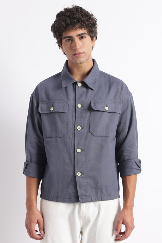 Everyday Layering Shacket Blue