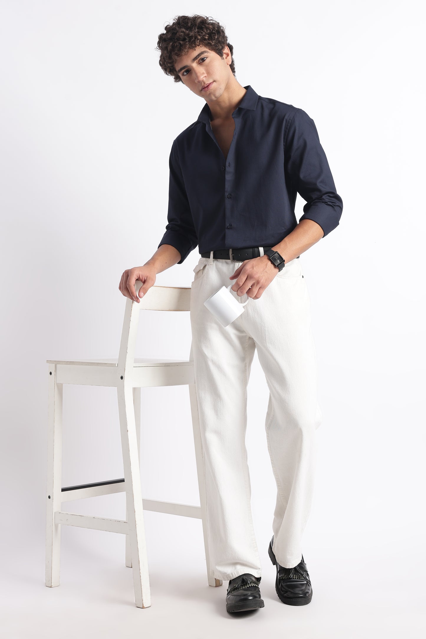 Classic Dobby Solid Shirt Navy