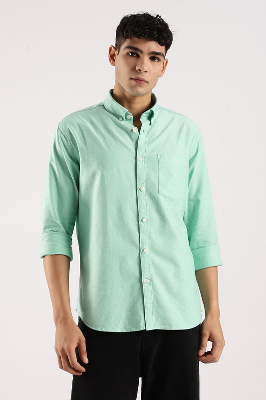 Cotton Oxford Slim Fit Shirt Lt Green