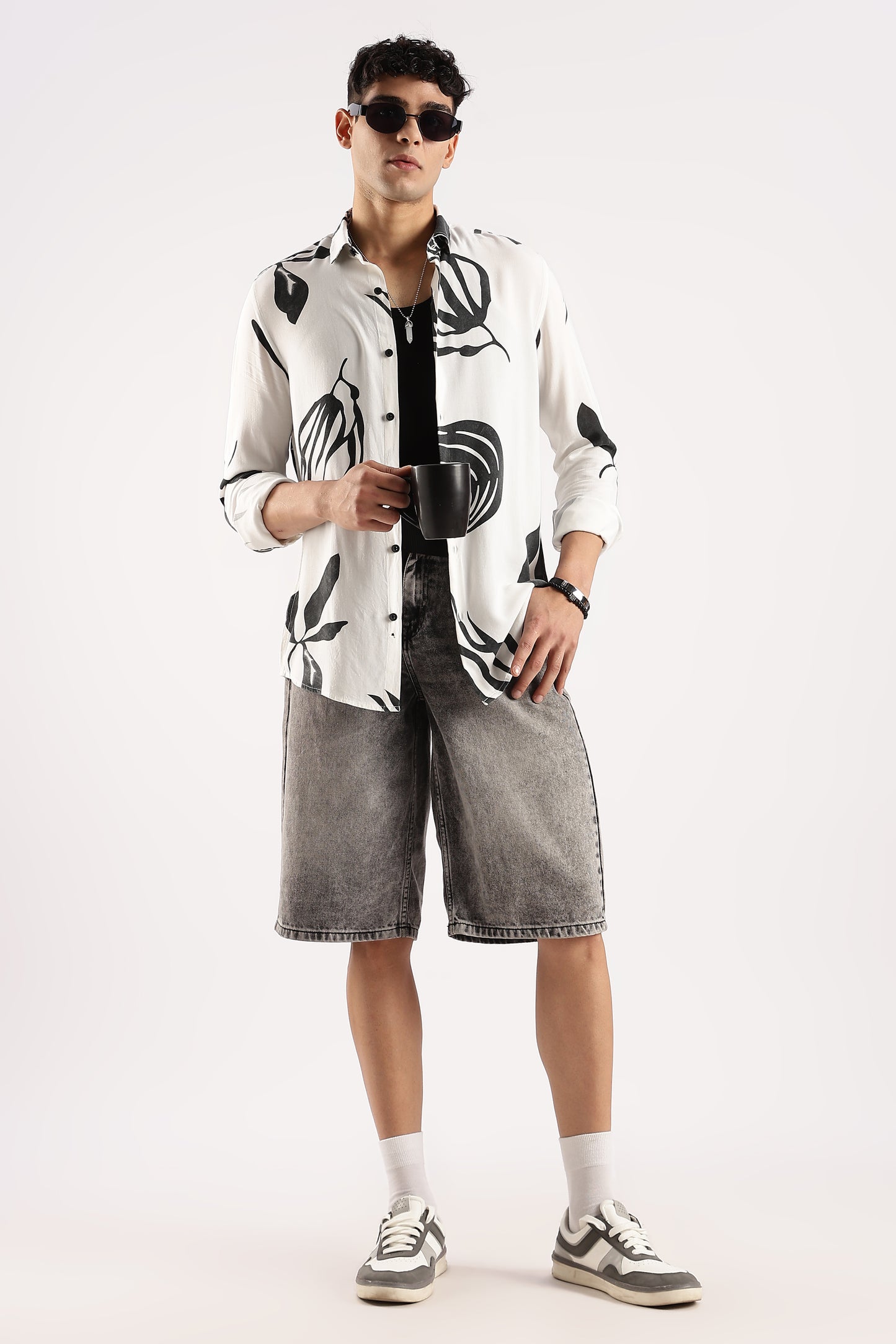 Viscose Slim Fit Shirt Black/White