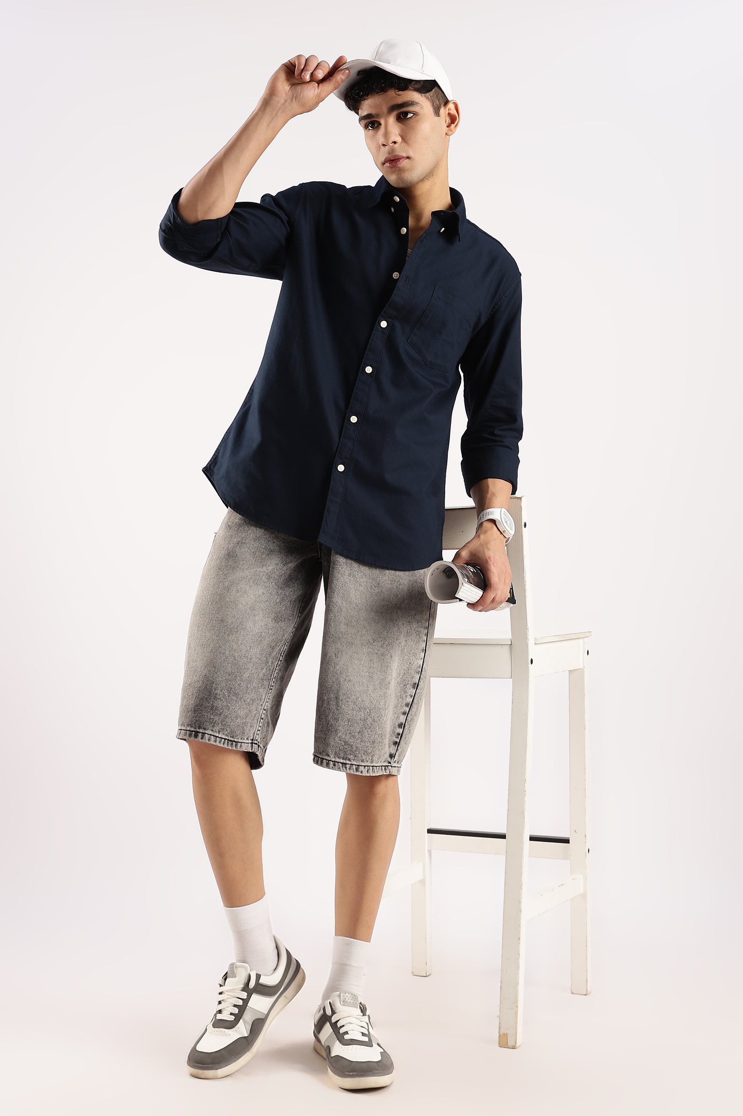 Cotton Oxford Slim Fit Shirt Dk Navy