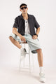 Poly Textured Oversized Shirt Dk Grey