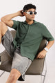 Poly Textured Oversized Shirt Green