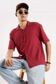 Poly Textured Oversized Shirt Red