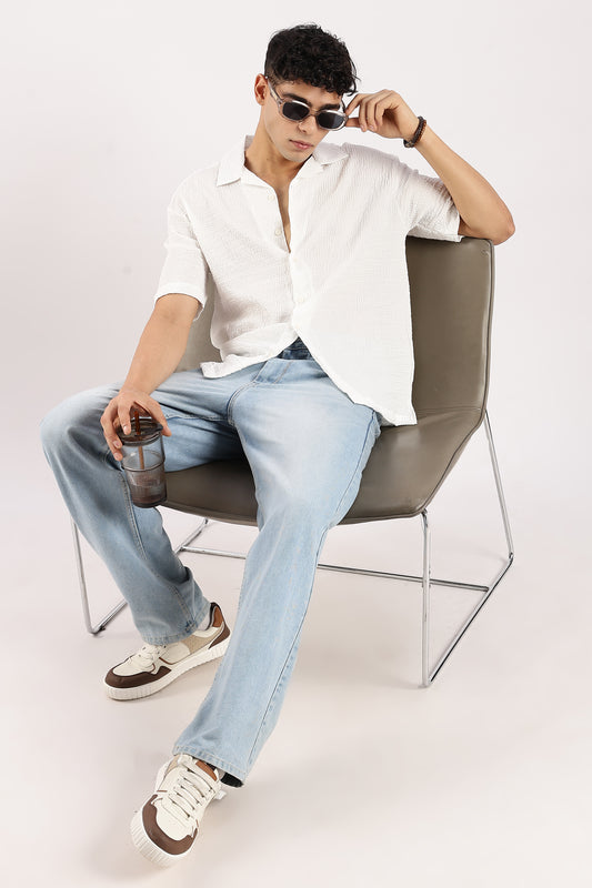 Textured Oversized Shirt White