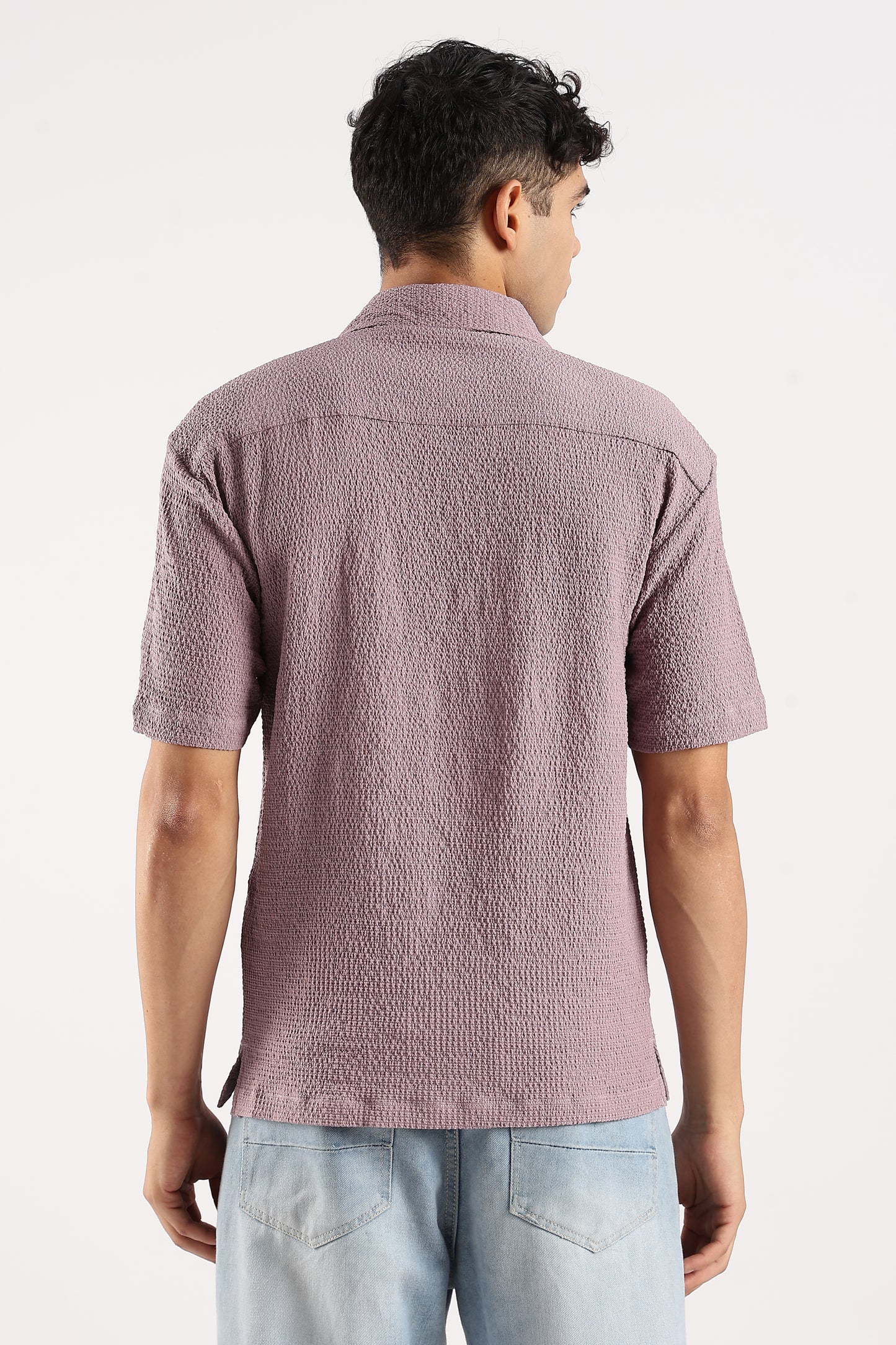 Poly Textured Oversized Shirt Lavender