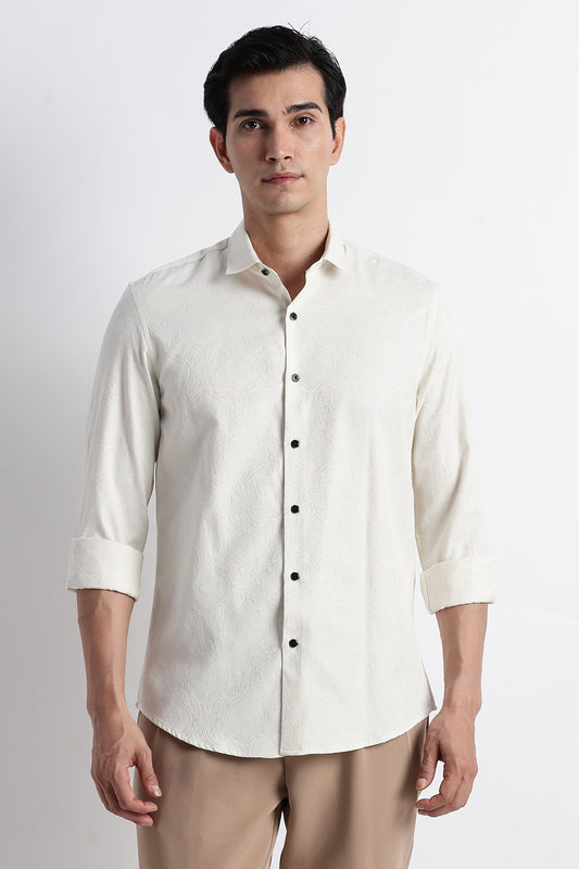 Textured Jacquard Shirt Off White