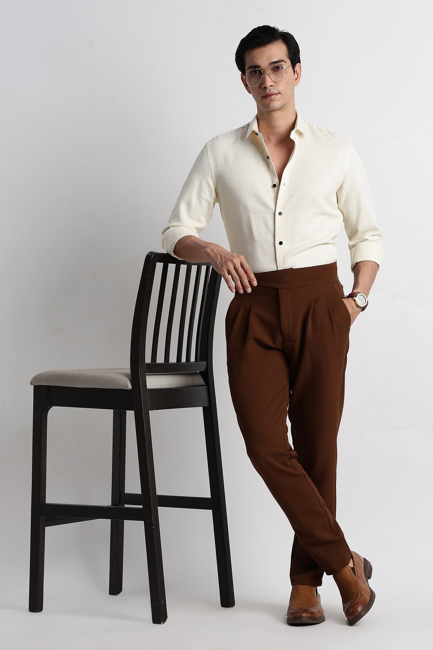 Textured Jacquard Shirt Beige