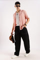 Poly Textured Oversized Shirt Peach
