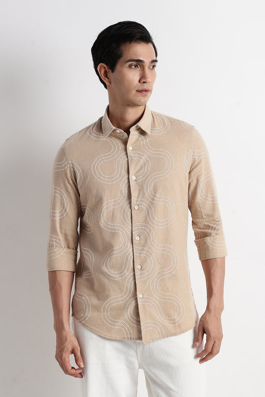 Minimal Embroidered Shirt Cream