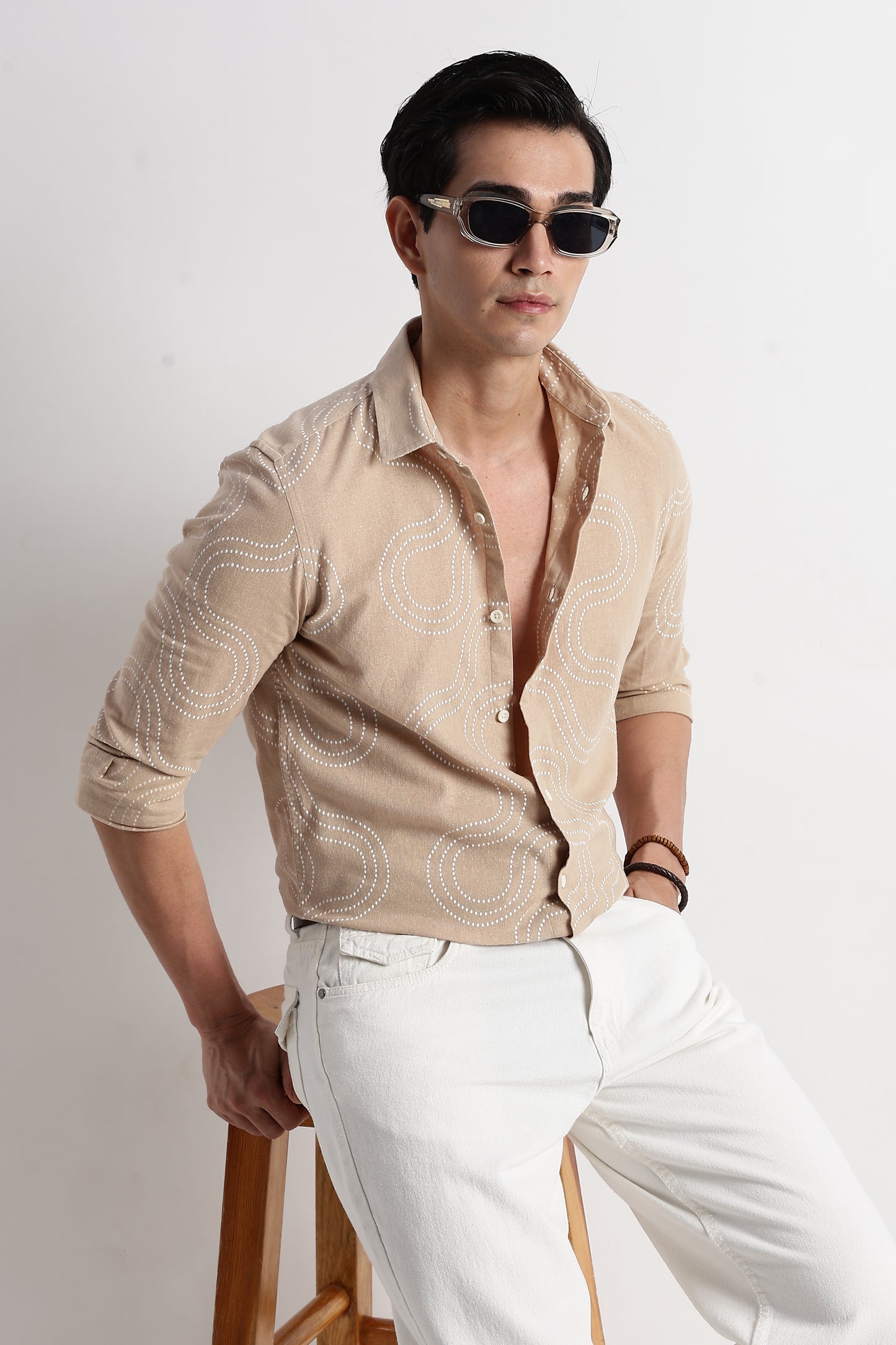 Minimal Embroidered Shirt Cream