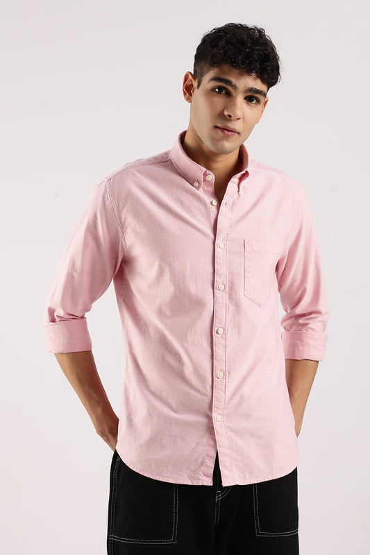 Cotton Oxford Slim Fit Shirt Pink
