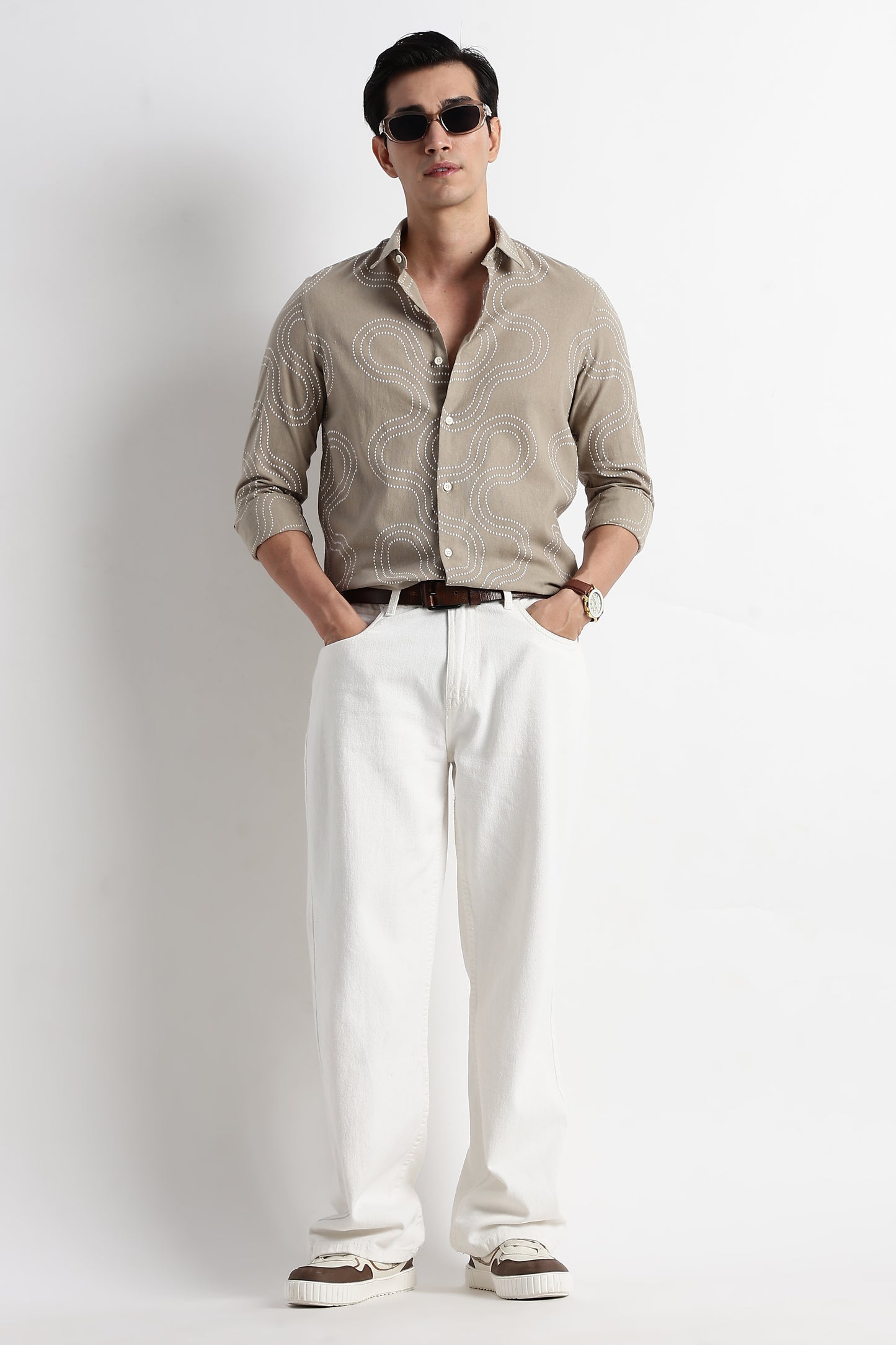 Minimal Embroidered Shirt Grey