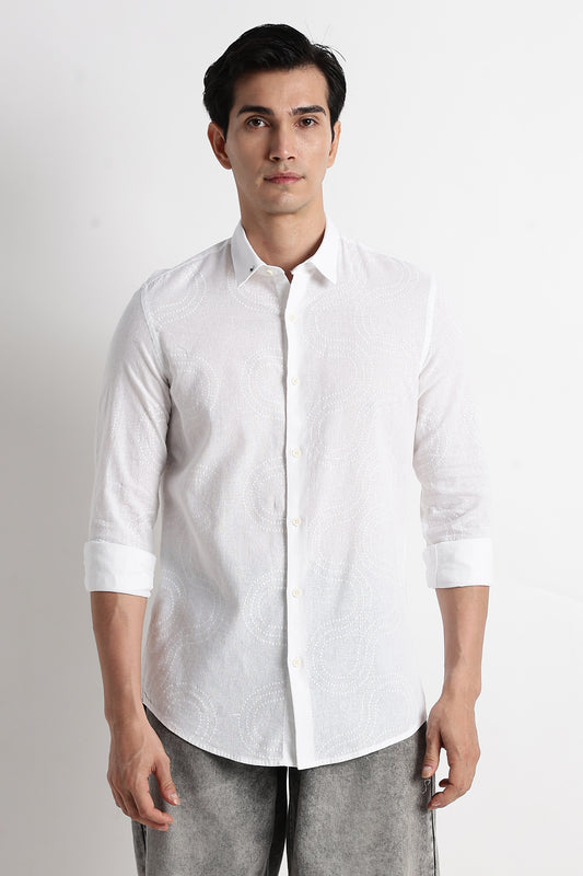 Minimal Embroidered Shirt White