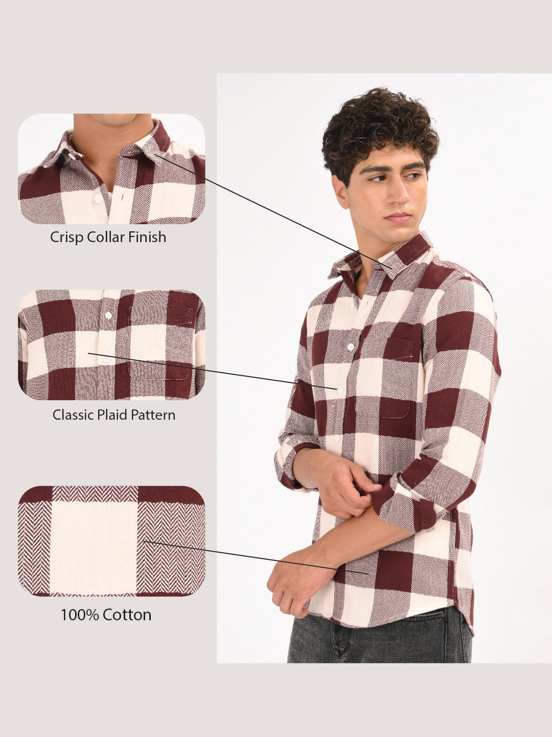 Classic Bold Check Shirt Maroon