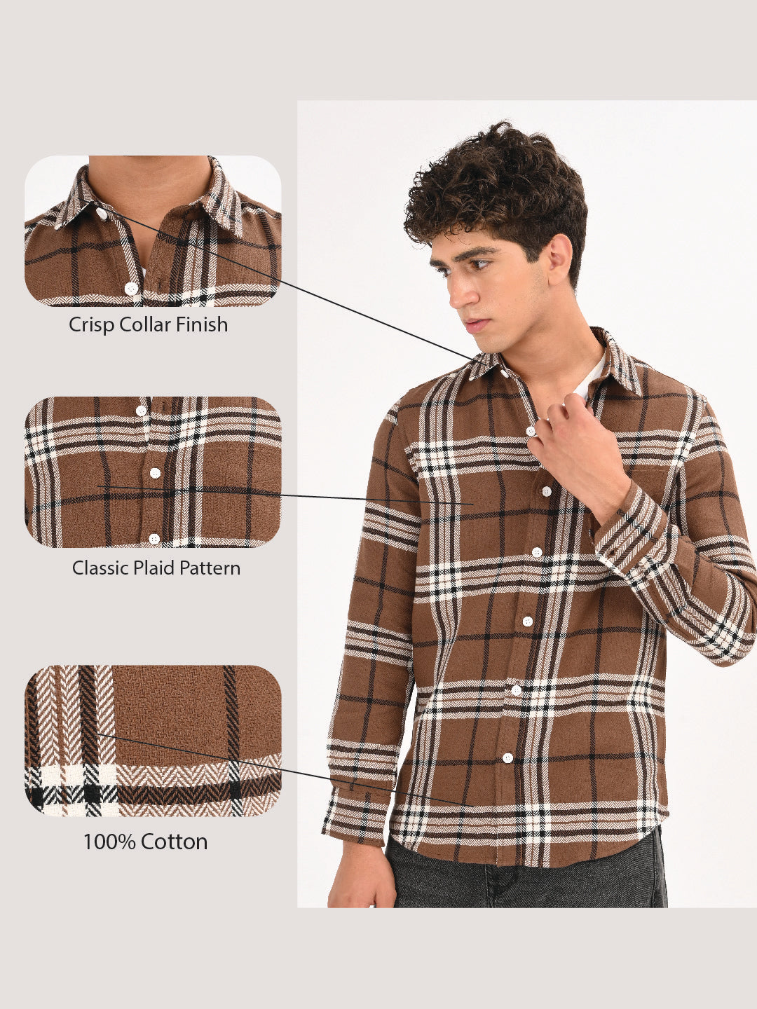 Classic Bold Check Shirt Brown