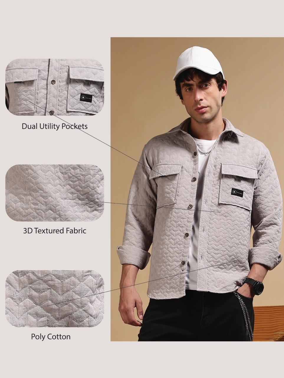 Oversized Casual Shacket Shirt Grey