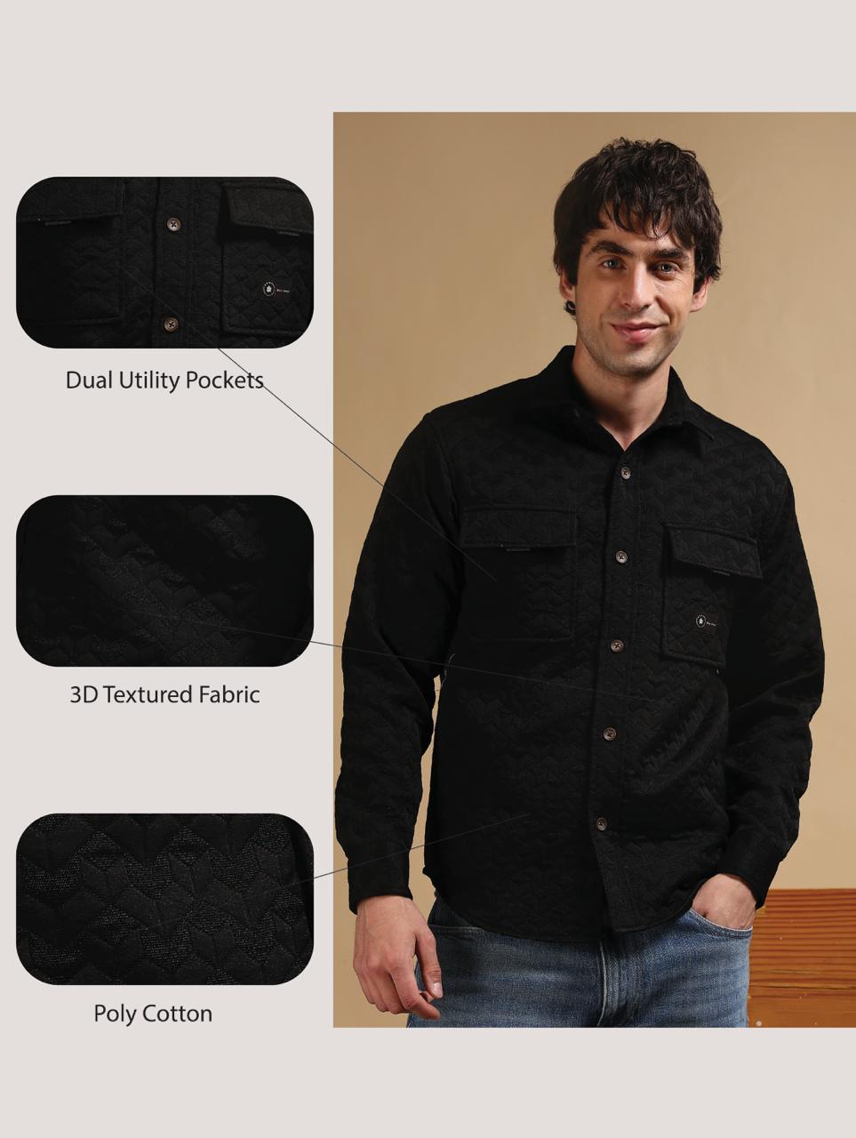 Oversized Casual Shacket Shirt Black