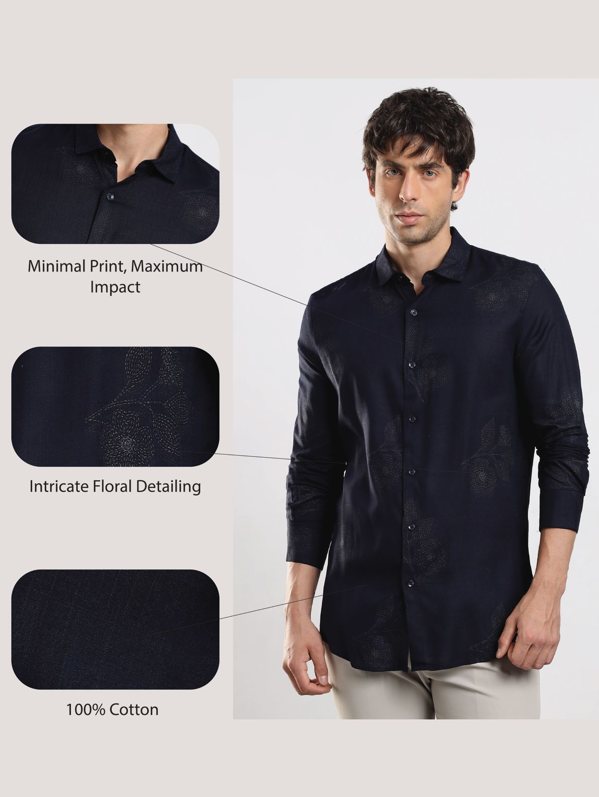 Glitter Print Shirt Navy