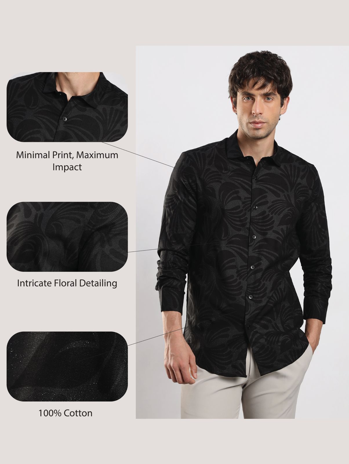 Glitter Print Shirt Black