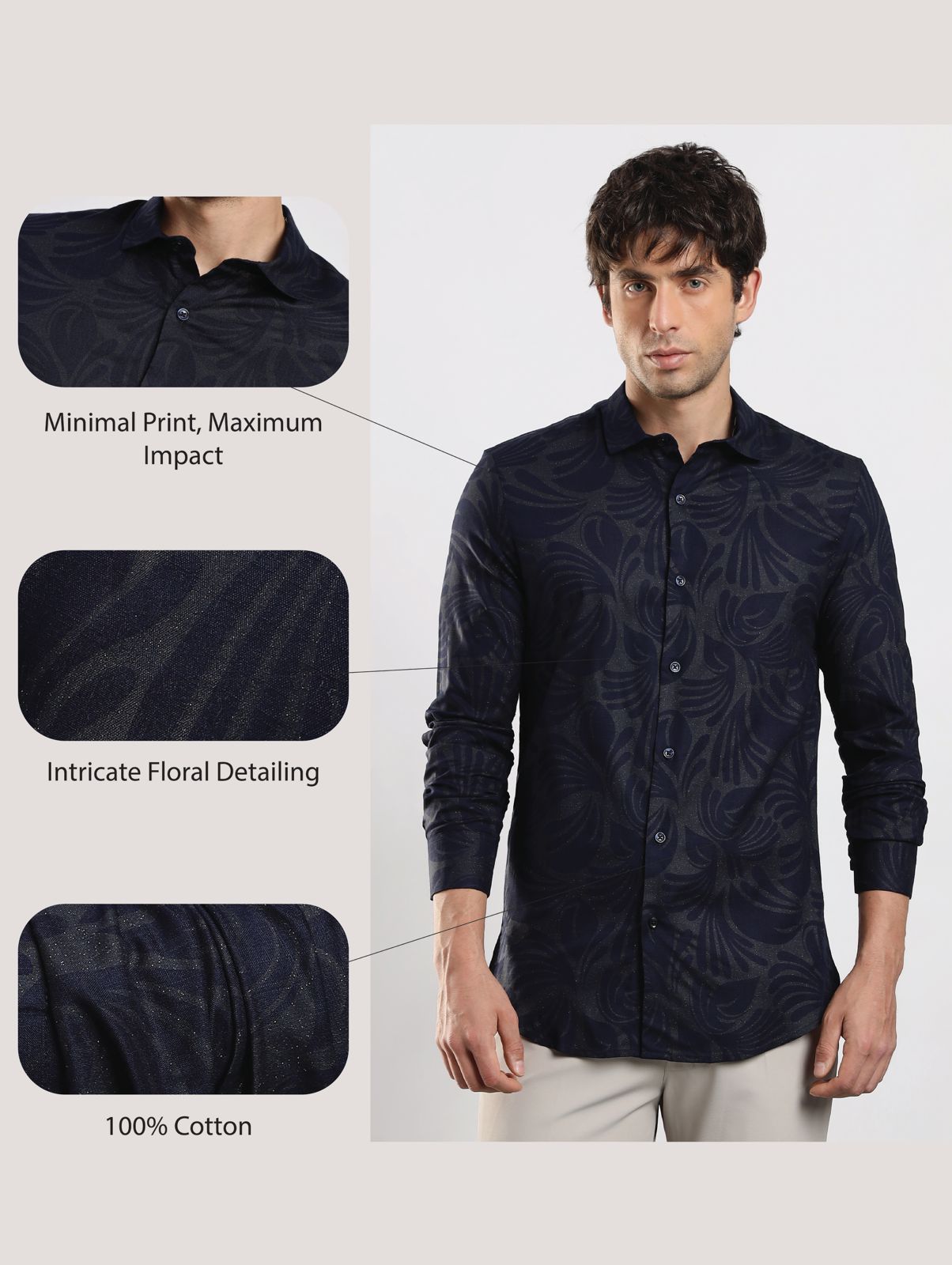 Glitter Print Shirt Navy