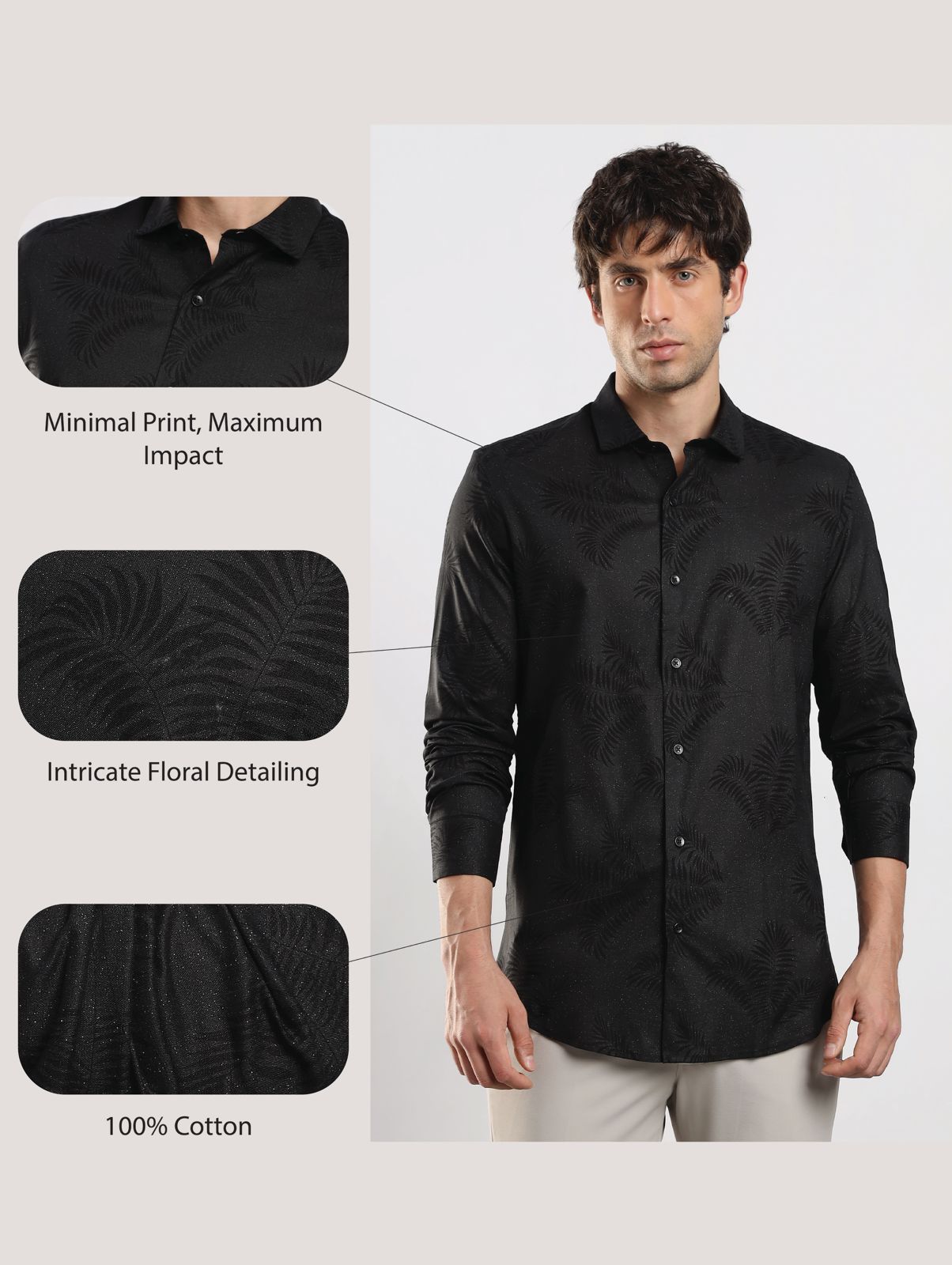Glitter Print Shirt Black