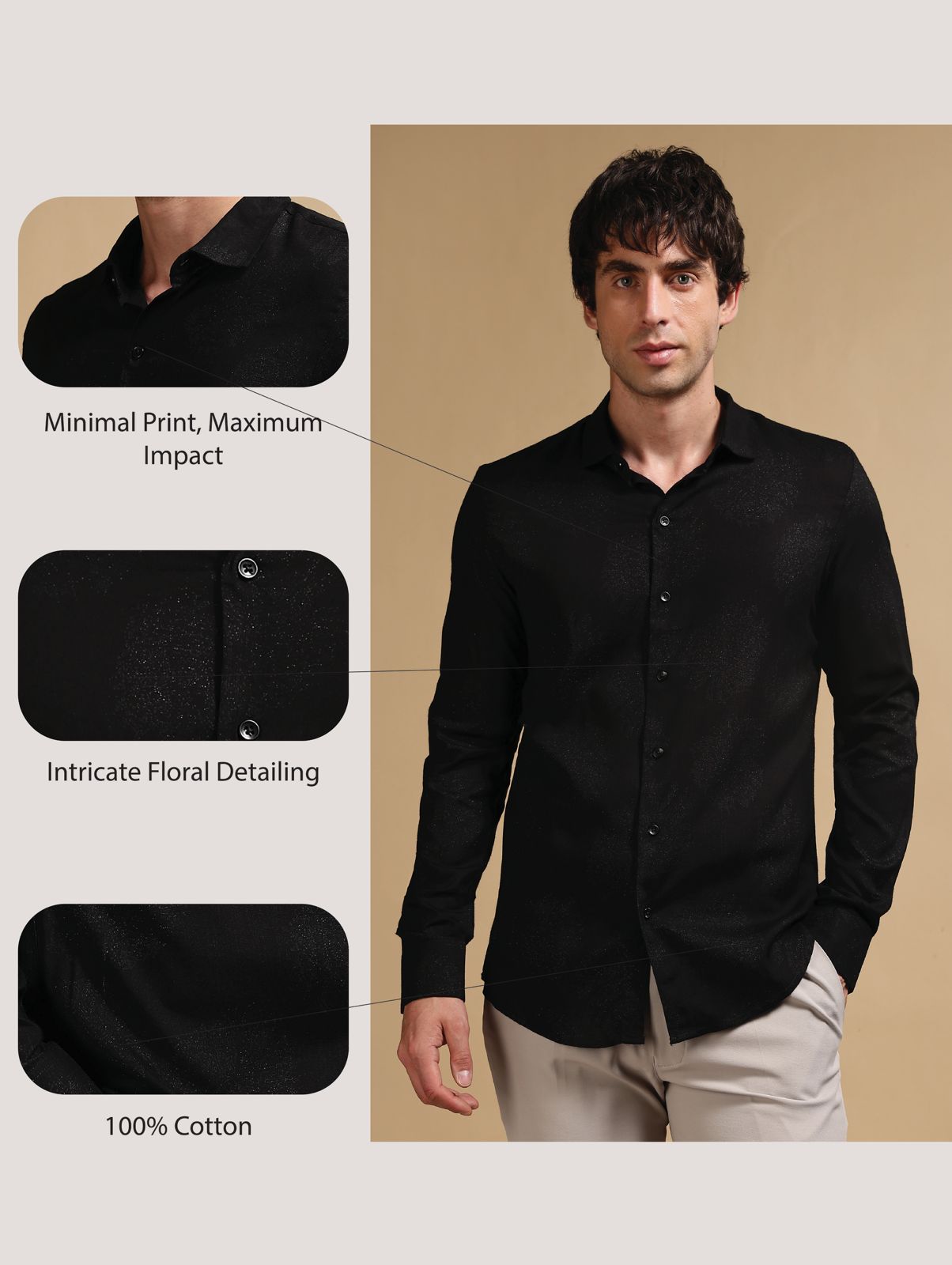 Glitter Print Shirt Black