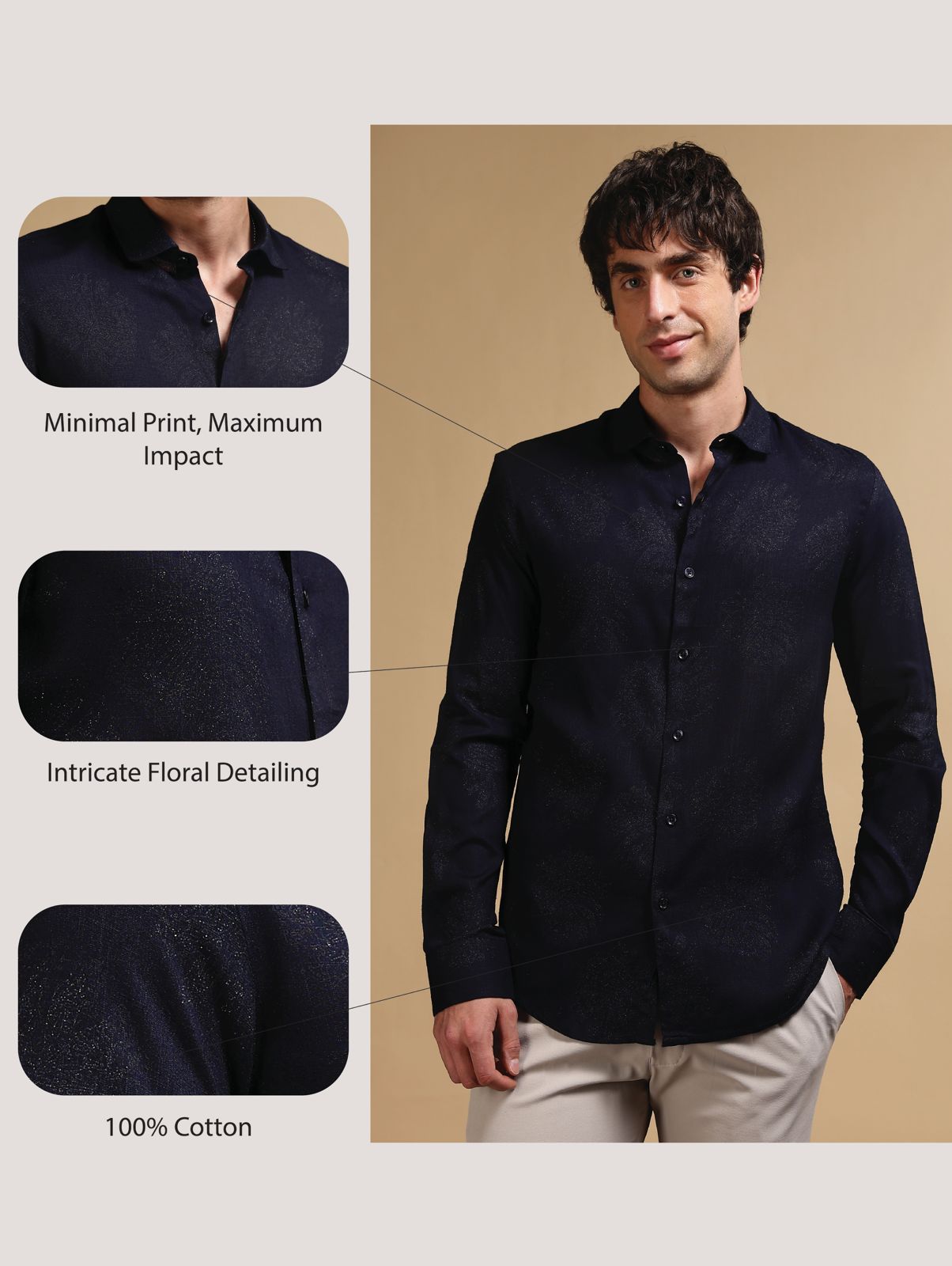 Glitter Print Shirt Navy